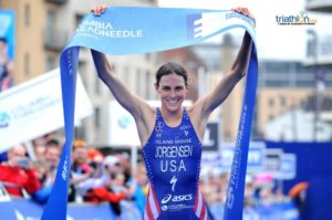 Gwen Jorgensen, campeã da WTS Leeds após grande prova na etapa de corrida. Foto: ITU Mídia