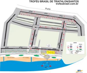 Mapa do percurso da terceira etapa, que ocorre em Santos, no dia 26/06 (Foto: NA Sports/SantosPress Divulgação)